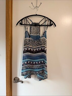 American Dream Black & White Printed Strappy Tank